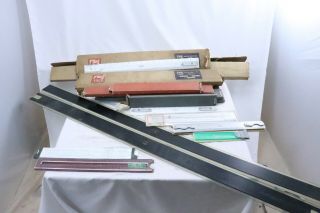 Large Grouping Of Vintage Slide Rulers & Drafting Table Straight Edges