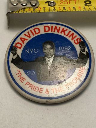 1992 David Dinkins York City Nyc Mayor Campaign Pin Pinback Button Badge