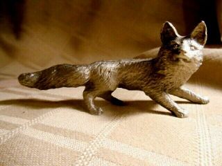 Solid Pewter Fox Wild Animal Highly Detailed Standing Figurine Statue 4.  5 " Long