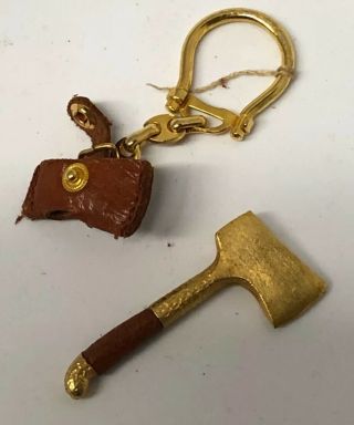Axe / Hatchet Mid Century Italian Novelty Key Ring / Keychain Vintage 3