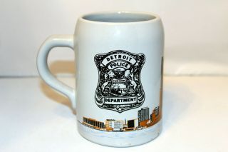 Detroit Police Department Tuebor Badge Coffee Mug With City Skyline