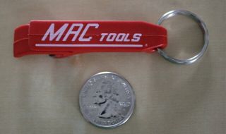Mac Tools Bottle Opener Red Plastic Keychain Key Ring 33085