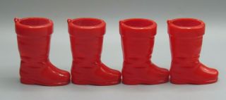 Set Of 4 Vintage Rosbro Red Plastic Santa Boot Candy Containers