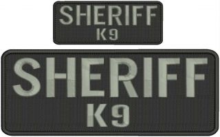Sheriff K9 Embroidery Patches 4x10 And 2x5 Hook Grey