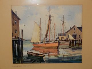 John Cuthbert Hare watercolor FISHING BOATS AT PROVINCETOWN 2