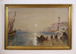 Edmund Darch Lewis (american,  1835 - 1910) Watercolor Painting Venice