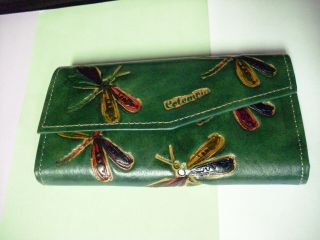 Tooled Leather Dragon Fly Billfold Credit Card Holder