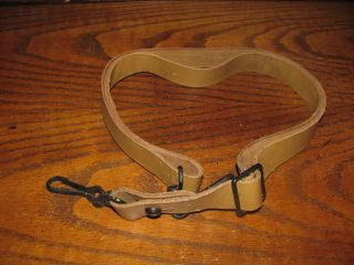 French Mustard Brown Color Leather Rifle Smg Sling Mat - 49 Mat Swivels