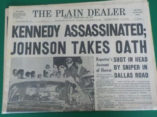 Vintage The Plain Dealer Nov 23,  1963 - Kennedy Assassinated (mh)