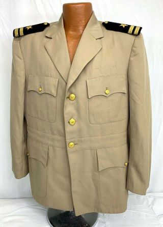 Vintage Us Navy Named Lieutenant Khaki Dress Jacket