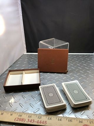 Vintage Kem Plastic Playing Cards Geometric Euchre Face Card Set Two Deck Case