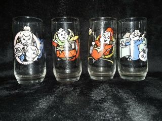 Set Of 4 Vintage 1985 Alvin And The Chipmunks & The Chipettes Glasses