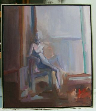 1978 Joan A Davis Oil On Canvas - Nude In Chair - Framed And Signed