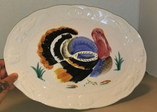 Vintage Hand Painted Turkey Platter Thanksgiving Made In Japan Fall