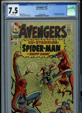 The Avengers 11 Marvel 1964 Cgc 7.  5 Kang Early Spider - Man Story Lee Key Issue