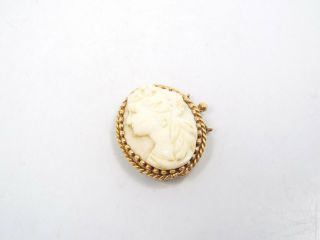Vtg 14k Gold Rope Border Carved Cameo Necklace Clasp Only,  For Double Strand