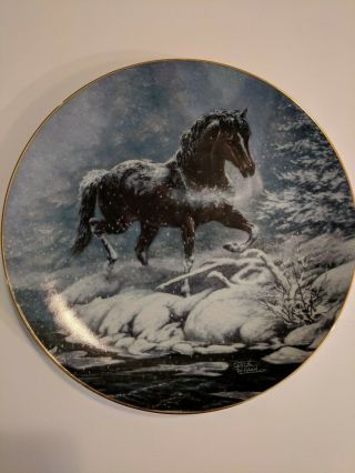 Collectible Horse Plate By Chuck Dehaan " Blizzard 
