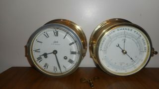 Large Shatz Royal Mariner Ship Bell Clock & Holosteric Compensated Barometer