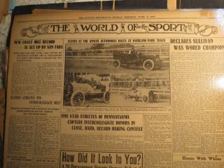 Auto Race History Newspaper 1907 Denver Overland Park Maxwell In Thomas