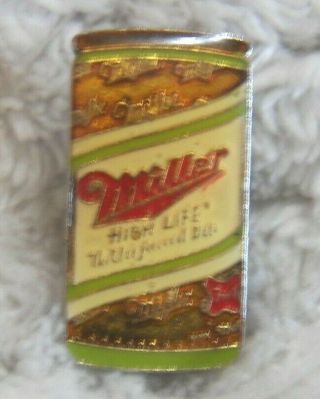 Vintage Coated Enamel Lapel Hat Pin Miller High Life Beer Can