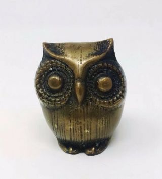 Vintage Mid Century Modern Brass Owl Figurine 3”