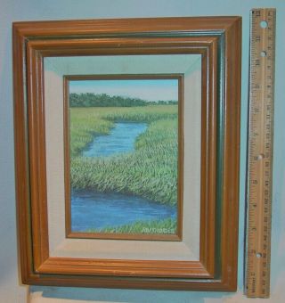 Small Maine Painting Salt Marsh By Joy Biddle (1928 - 2007)