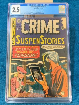 Crime Suspenstories 1 Cgc 2.  5 Ow - W Pages Blue Label 1950 Ec Comics