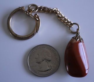 Reddish Brown Polished Natural Rock Stone Agate Charm Key Chain Keyring 20522