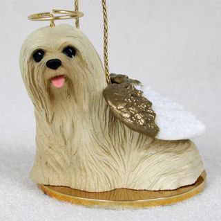 Lhasa Apso Ornament Angel Figurine Hand Painted Blonde
