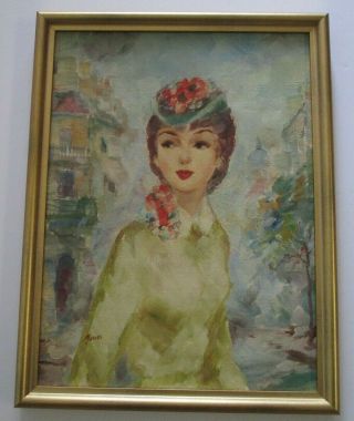 Mid Century Painting French Model Portrait Modernism School Of Paris Signed 1960