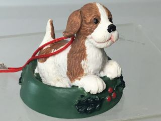 Cocker Spaniel Puppy Sitting In A Christmas Dog Bowl Winter Ornament (16)