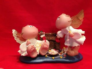 Angel Cheeks Christmas - 2 Angels And Fireplace