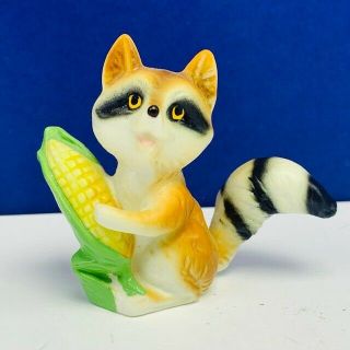 Bridge Bone China Raccoon Figurine Hi Style Porcelain Corn Cob Miniature Vintage
