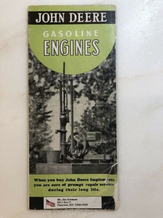 1939 John Deere Gasoline Engine Advertising Farm Tractor Brochure Vintage Orgnal