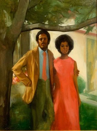 Stuart Kaufman 20th C.  American Nj Artist Painting African American Couple