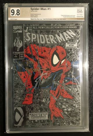 Spider - Man 1 Silver Cover Signed Stan Lee Todd Mcfarlane Pgx 9.  8 Not Cgc Cbcs