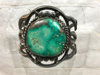 Vtg Old Pawn Navajo Sterling Silver Sand Cast Royston Turquoise Cuff Bracelet