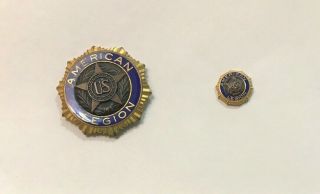 2 - Vintage Us American Legion Screw Pin Back Metal Hat Lapel Pins