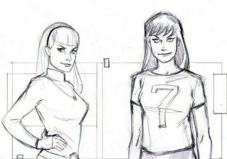 Phil Noto pencil commission art.  Gwen Stacy Mary Jane Black Cat 2