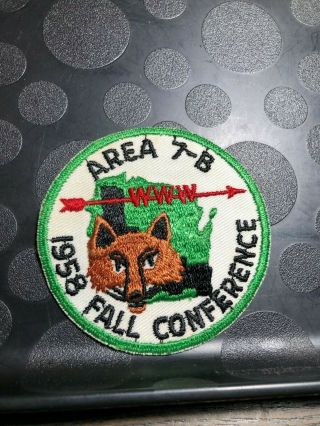 Oa 1958 Area 7 - B Fall Conference Patch Bv