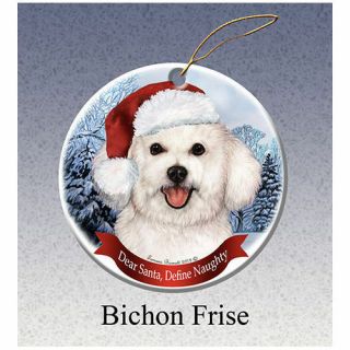 Bichon Frise Howliday Porcelain China Dog Christmas Ornament