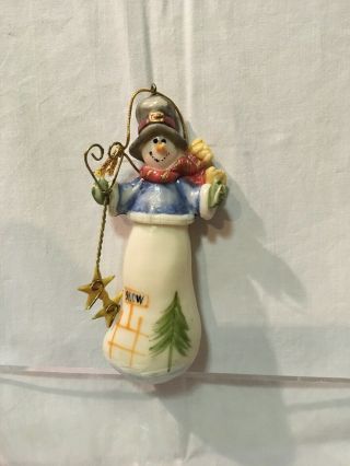 Atico Hand Painted Snowman With Stars 5” Ornament Resin