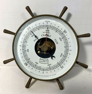 Vintage Solid Brass Ships Wheel Airguide Barometer Compensated Wall - Mounted 50 