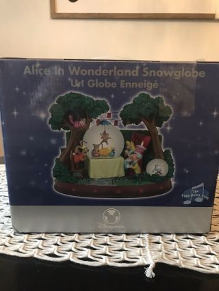Rare Disney Alice In Wonderland Tea Party Snow Globe