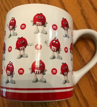 M And M Red Mug - Large Coffee Tea Cup White Ceramic - 4 " - Tall - Ships