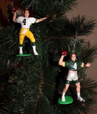 Brett Favre Set Of 2 Christmas Ornaments Green Bay Packers