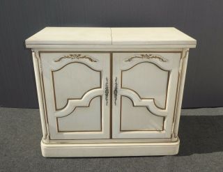 Vintage Thomasville French Country Side Table Server Buffet Cabinet Fold Out Top