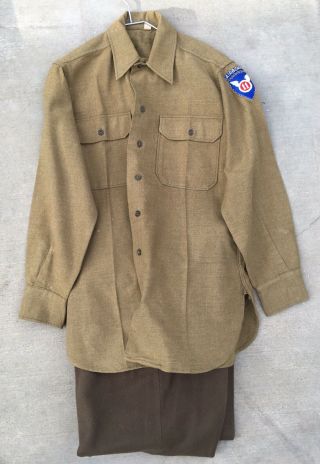 Wwii Us Army 11th Airborne Enlisted Long Sleeve Shirt And Wool Trousers