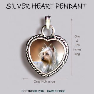 Yorkie Silky Yorkshire Terrier - Ornate Heart Pendant Tibetan Silver