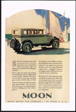 1925 Vintage Moon 1926 Sedan Motor Car Art Print Ad